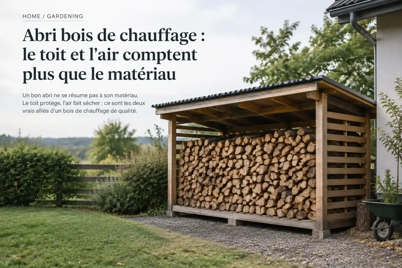 Abri bois de chauffage : le toit et l'air comptent plus que le matériau
