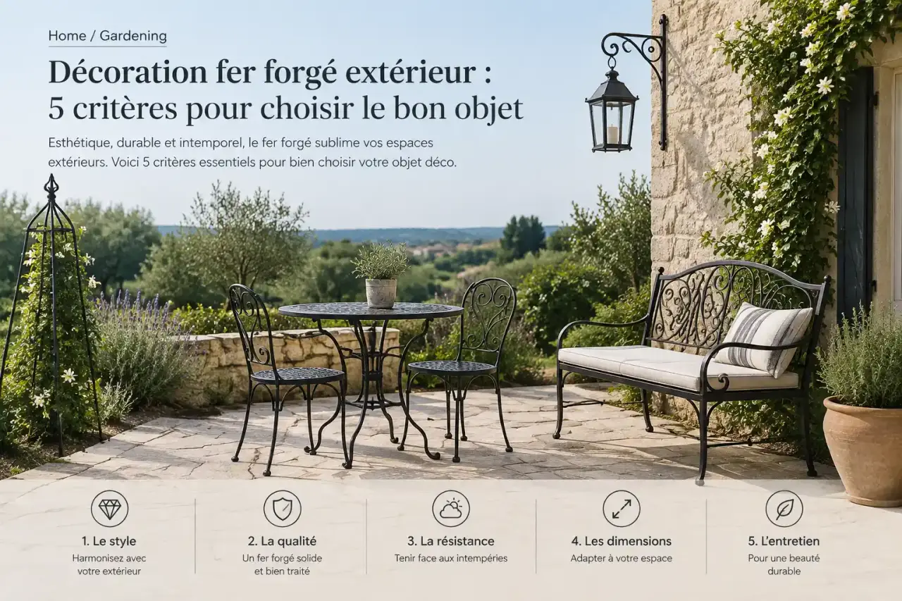 Décoration fer forgé extérieur : 5 critères pour choisir le bon objet