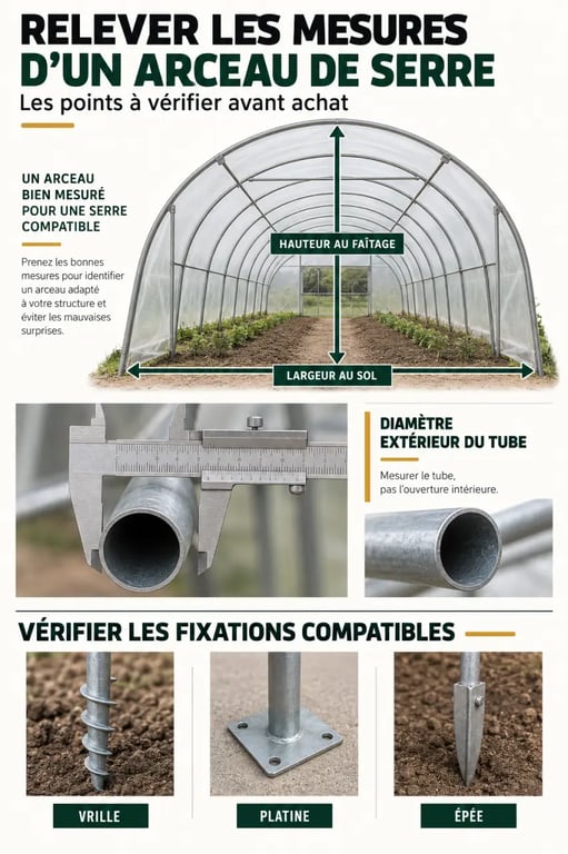 Mesurer un arceau de serre de jardin avant de choisir le diamètre et la fixation