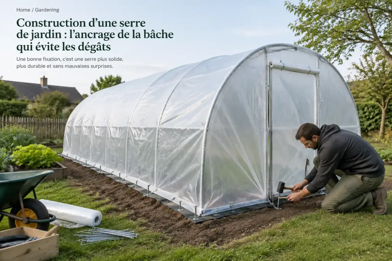 Construction d’une serre de jardin : l’ancrage de la bâche qui évite les dégâts