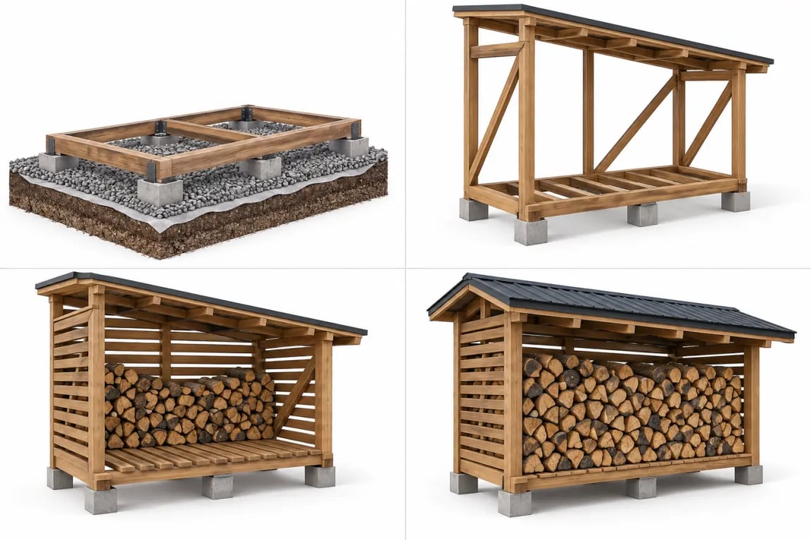 Étapes pour construire un abri pour bois surélevé, ventilé et couvert