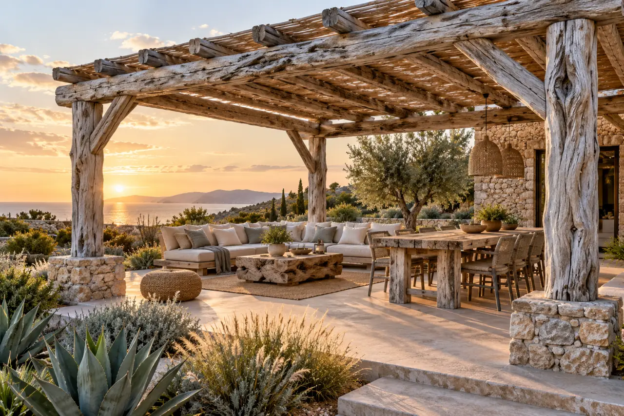 Pergola bois flotté : le charme du bois patiné, sans négliger la solidité